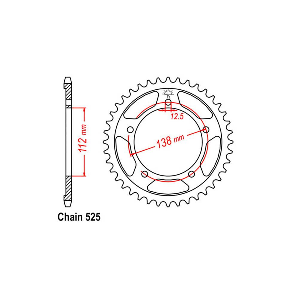 REAR SPROCKET - STEEL 38T 525P