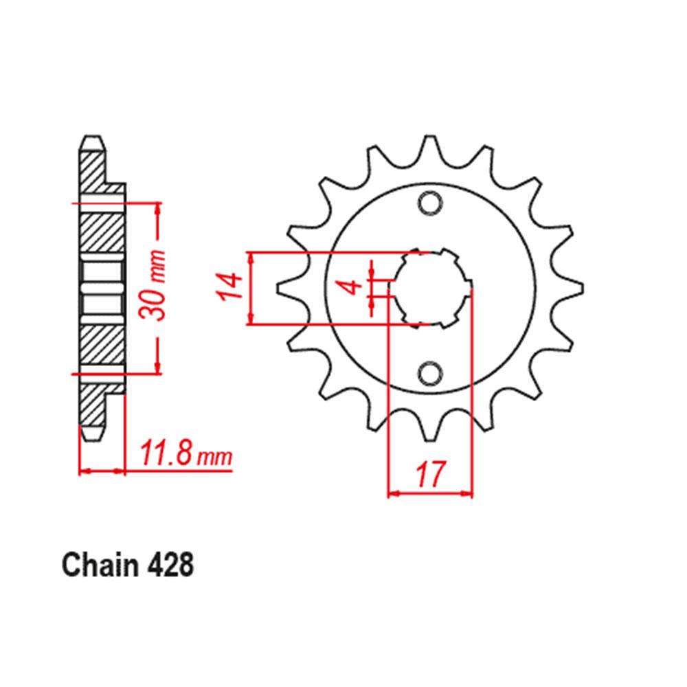 FRONT SPROCKET - STEEL 14T 428P