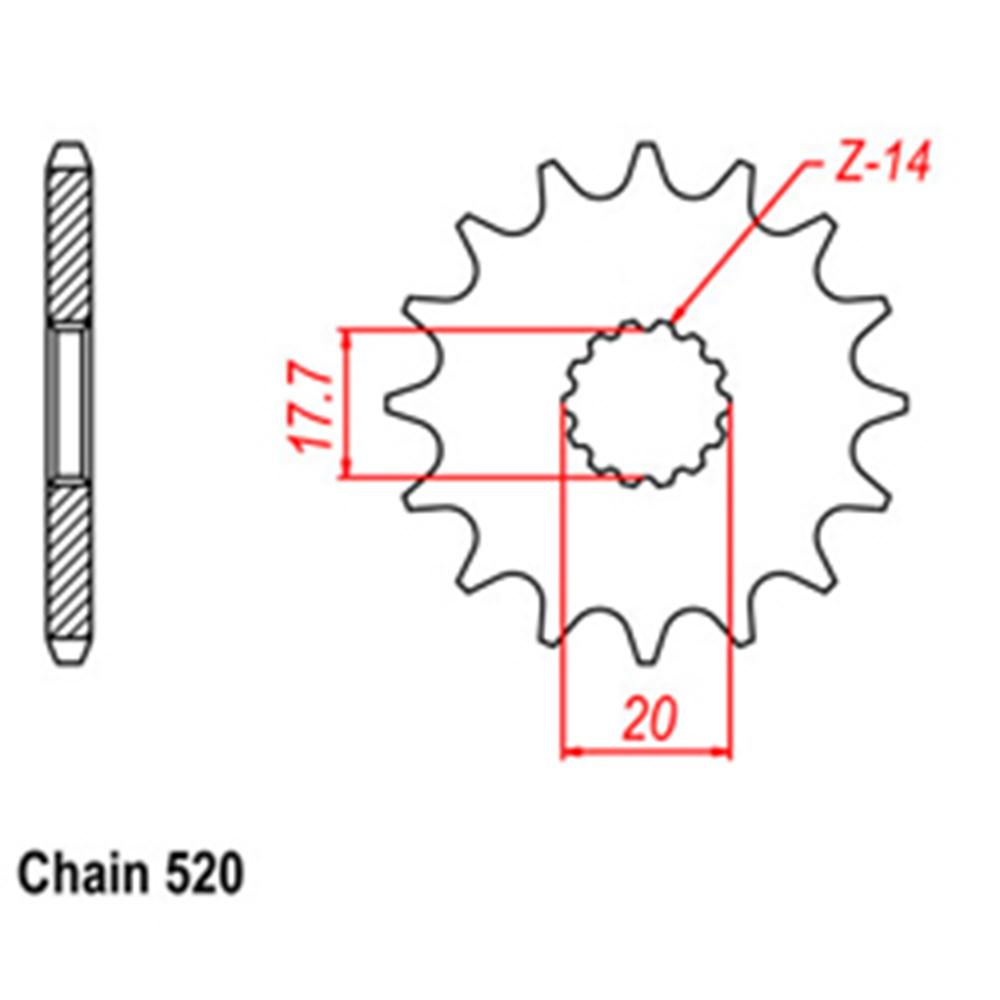 Z - FRONT SPROCKET - STEEL 12T 520P
