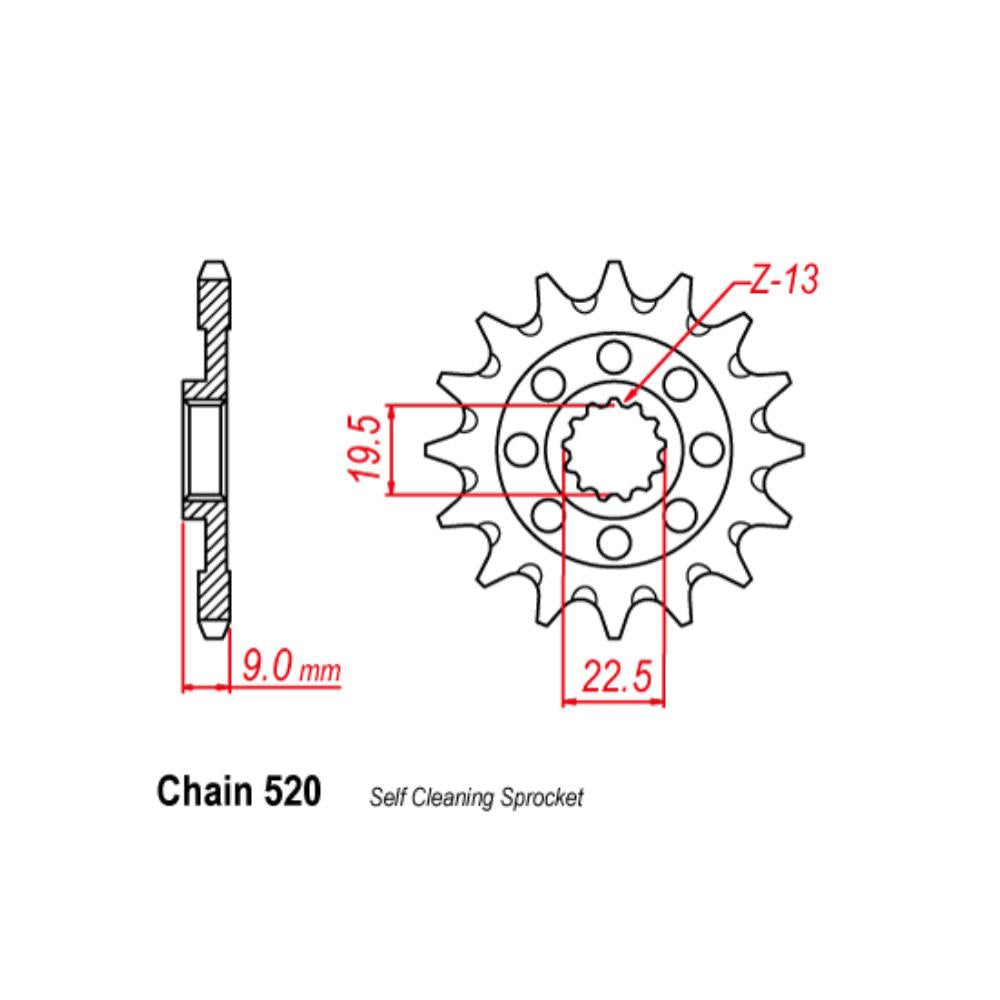 FRONT SPROCKET - STEEL 14T 520P