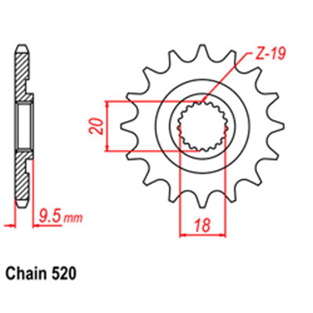 Z - FRONT SPROCKET - STEEL 13T 520P