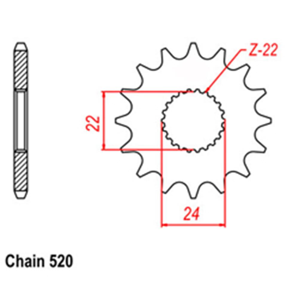 Z - FRONT SPROCKET - STEEL 15T 520P