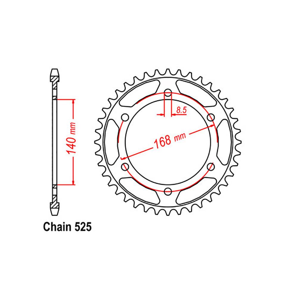 Z - REAR SPROCKET - STEEL 47T 525P ALT B03