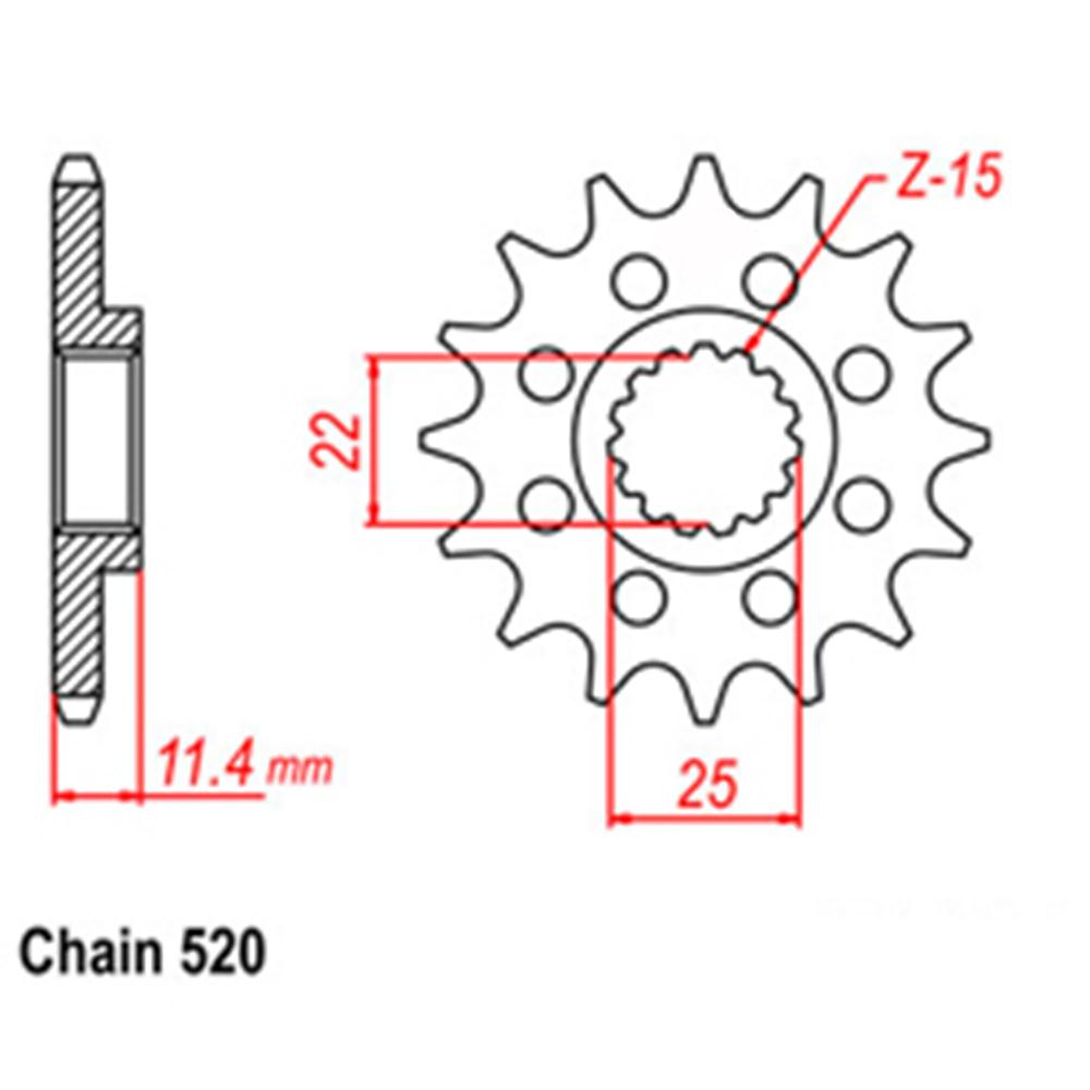 FRONT SPROCKET - STEEL W/-RUBBER CUSH 15T 520P