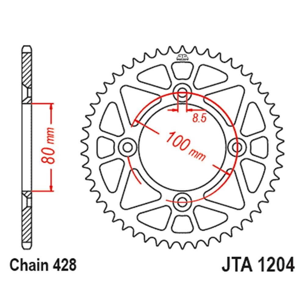 JT Alloy Racelite Sprocket - 46T 428P - Black