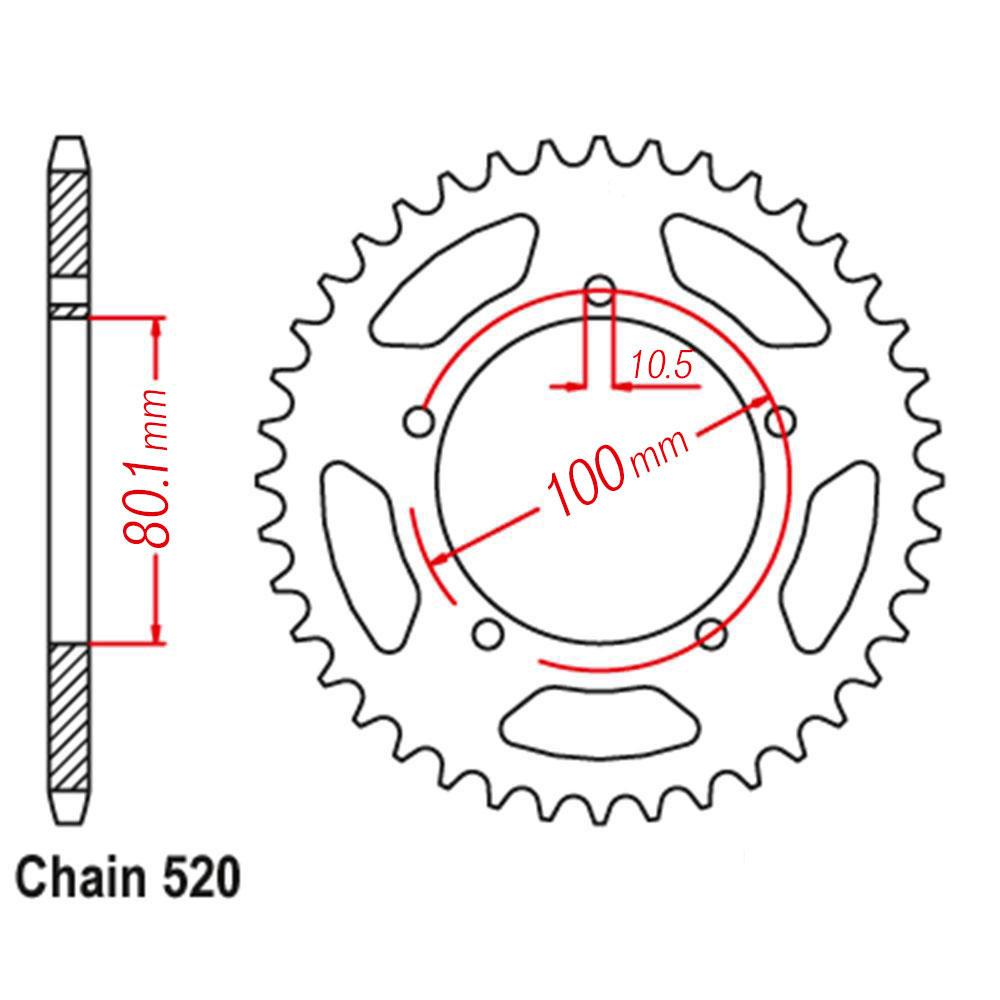 VORTEX S ALLOY REAR SPROCKET 520-43T - HARDCOAT - MARCHESINI / OZ / BST/PVM