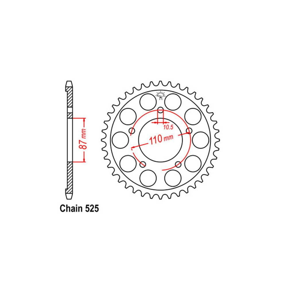 REAR SPROCKET - STEEL 48T 525P