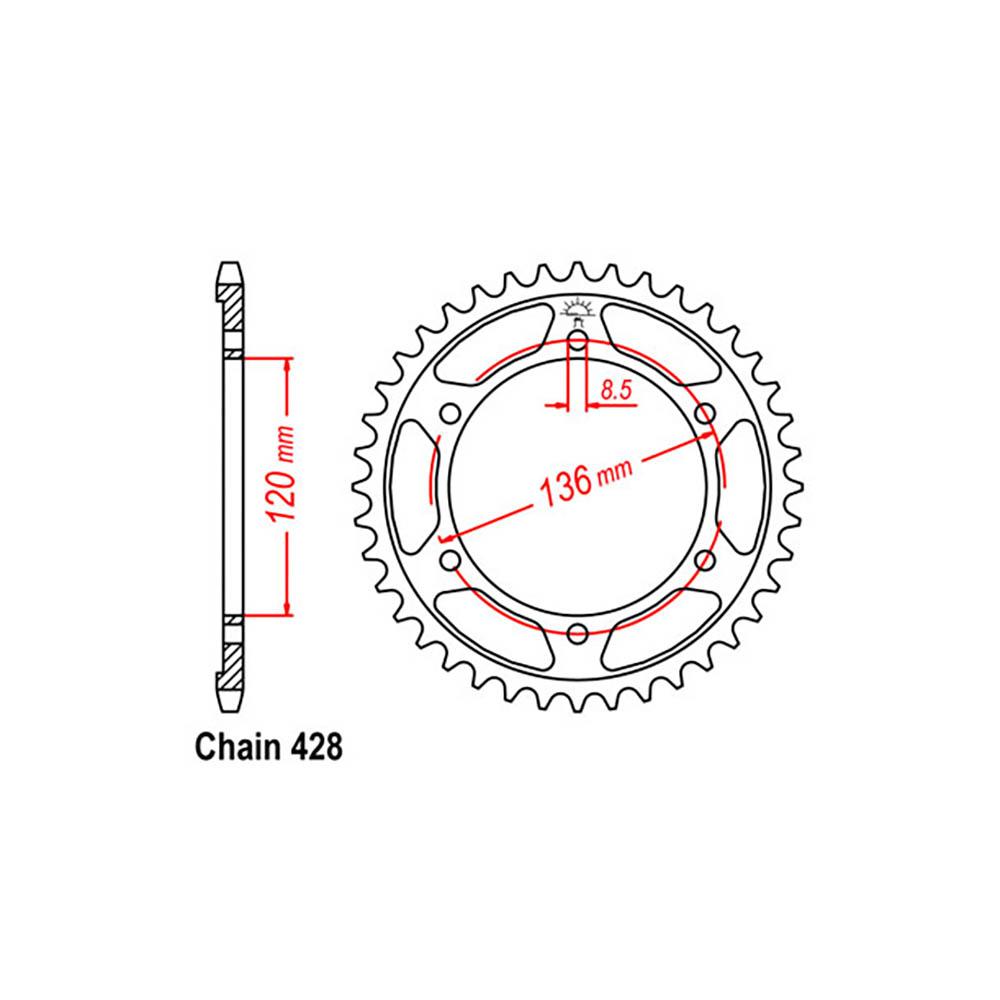 REAR SPROCKET - STEEL 48T 428P