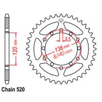 REAR SPROCKET - STEEL 44T 520P D/D