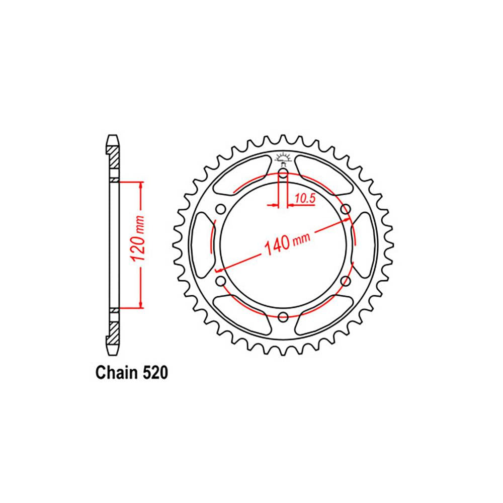REAR SPROCKET - STEEL 37T 520P
