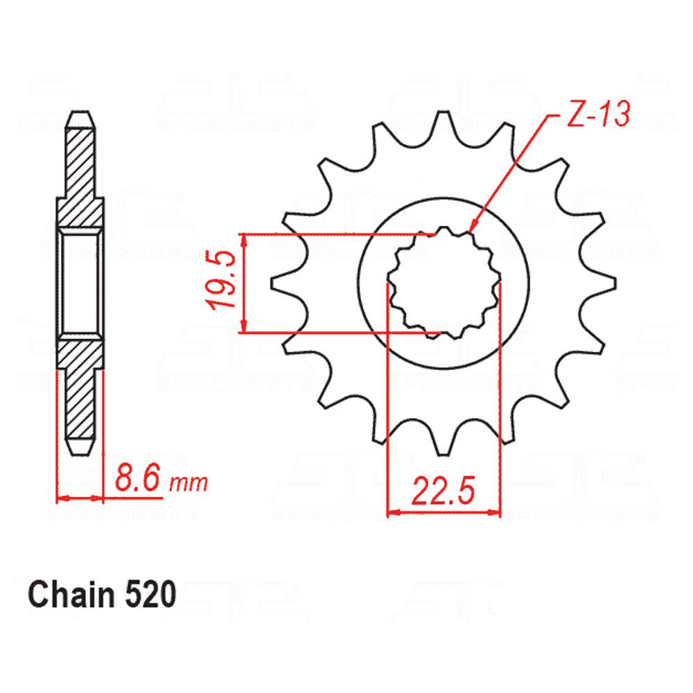(NEW GSX250R) FRONT SPROCKET - STEEL W/-RUBBER CUSH 14T 520P