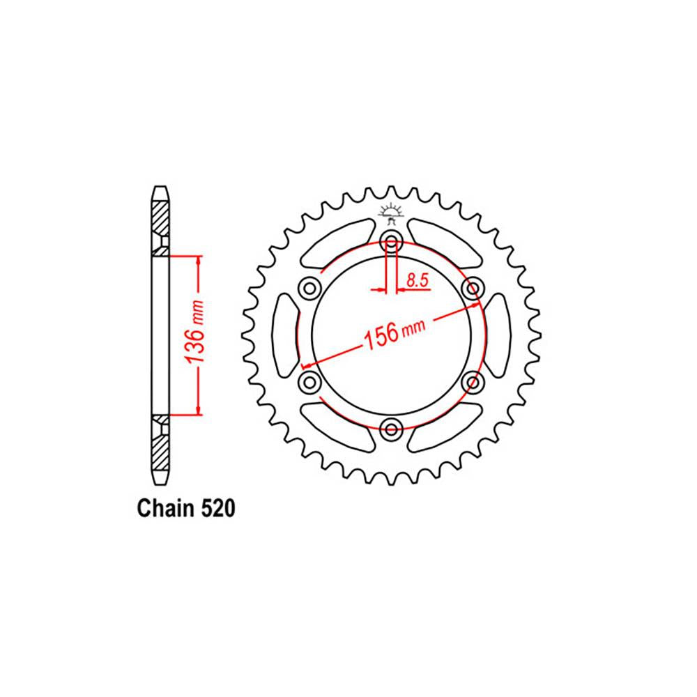 REAR SPROCKET - STEEL 51T 520P