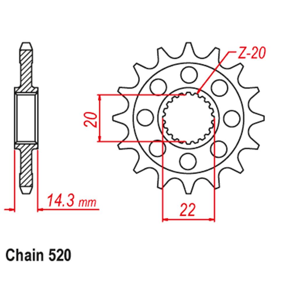 FRONT SPROCKET - STEEL W/-RUBBER CUSH 15T 520P