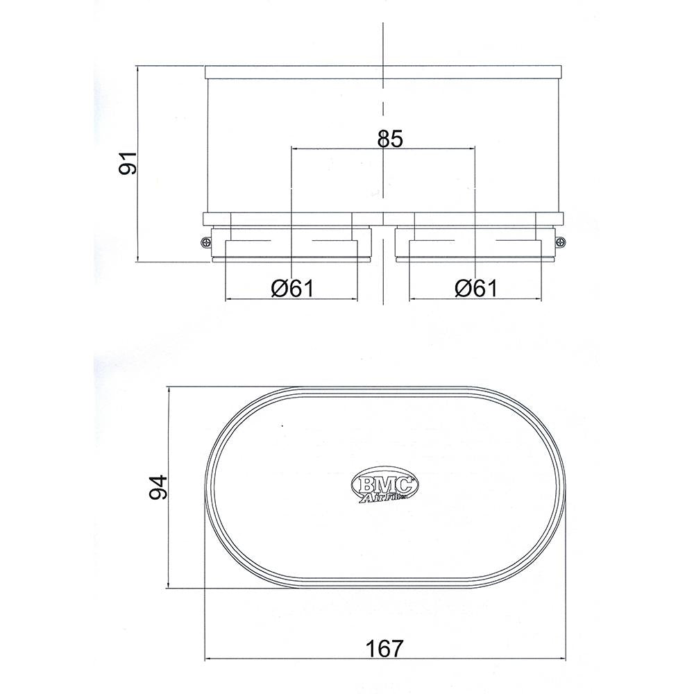BMC - FM3092 : Universal Air Filter - Dual Oval Set