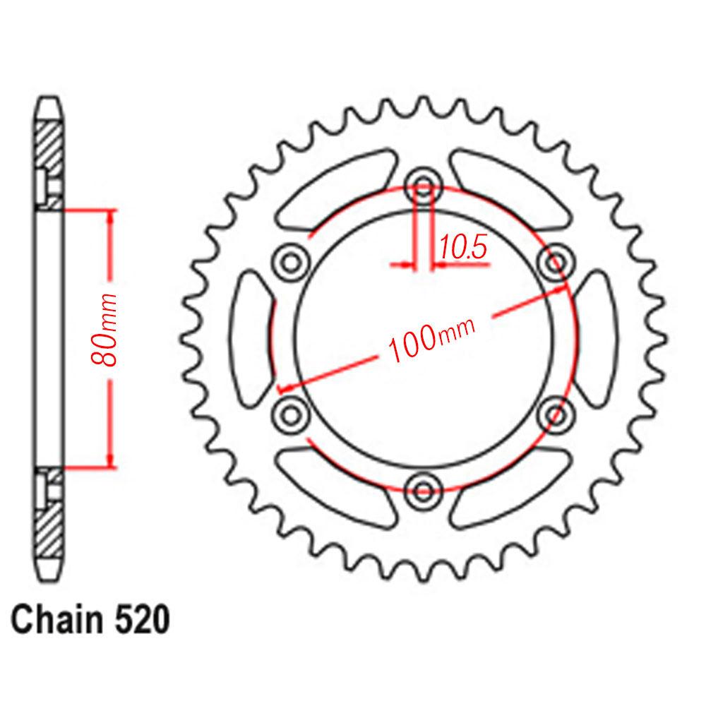 VORTEX S ALLOY REAR SPROCKET 520-46T - MARVIC & GALE SPEED - HARDCOAT