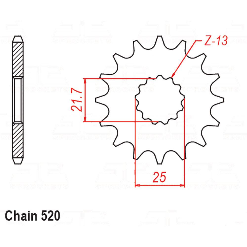 FRONT SPROCKET - STEEL W/-RUBBER CUSH 15T 520P