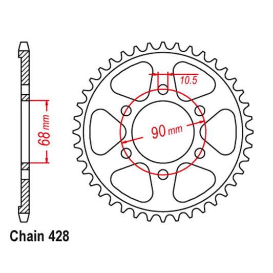 REAR SPROCKET - STEEL 48T 428P  CB125R 2019