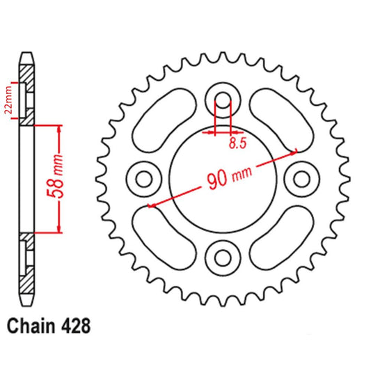 (New) Rear Sprocket Steel 39T 428P