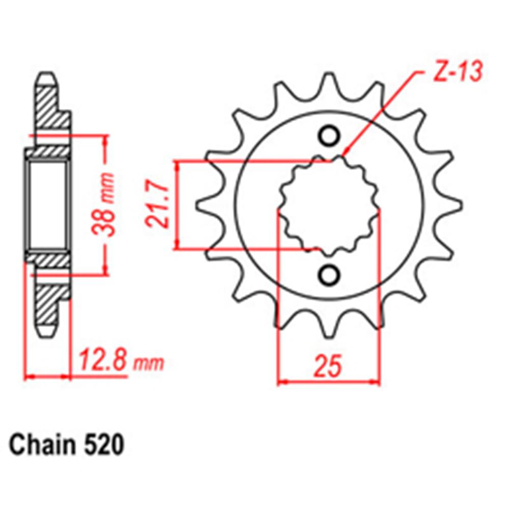 FRONT SPROCKET - STEEL W/-RUBBER CUSH 15T 520P