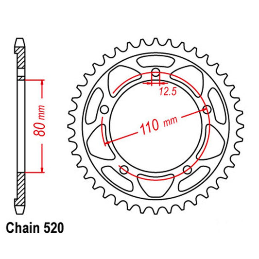 REAR SPROCKET - STEEL 47T 520P