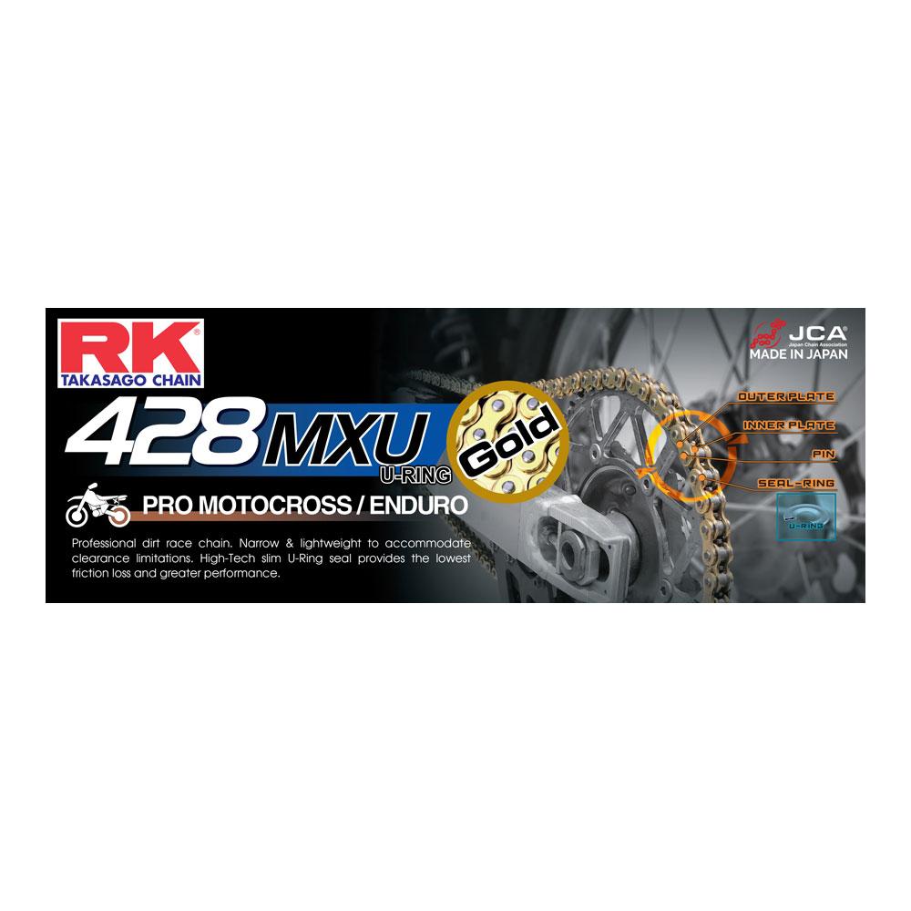 RK Chain 428MXU - 136 Link - Gold (U-Ring)