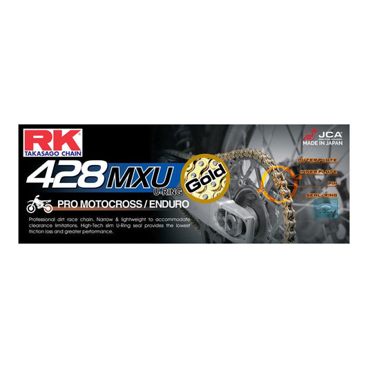 RK Chain 428MXU - 136 Link - Gold (U-Ring)