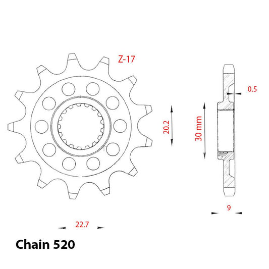 Front Sprocket - Steel 14T 520P Sherco - Z17