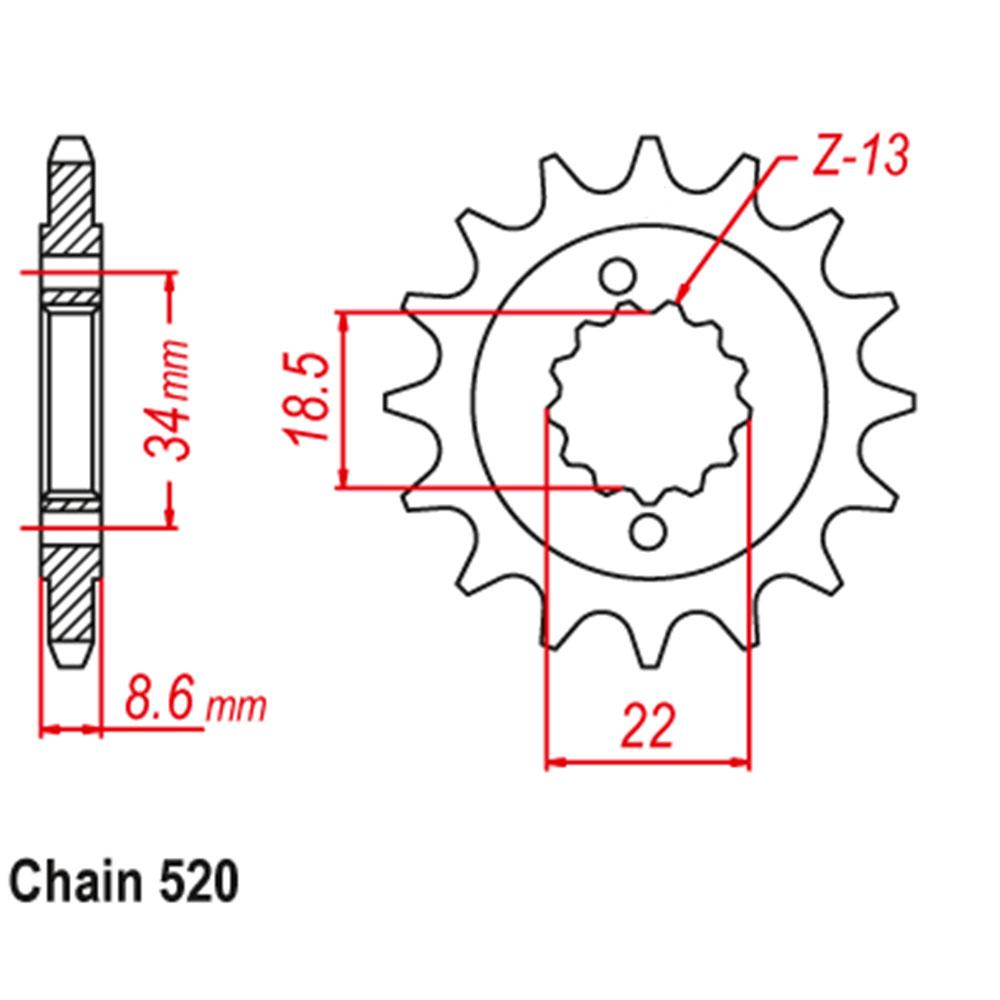 FRONT SPROCKET - STEEL W/-RUBBER CUSH 15T 520P
