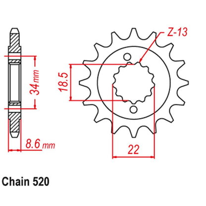 FRONT SPROCKET - STEEL W/-RUBBER CUSH 15T 520P