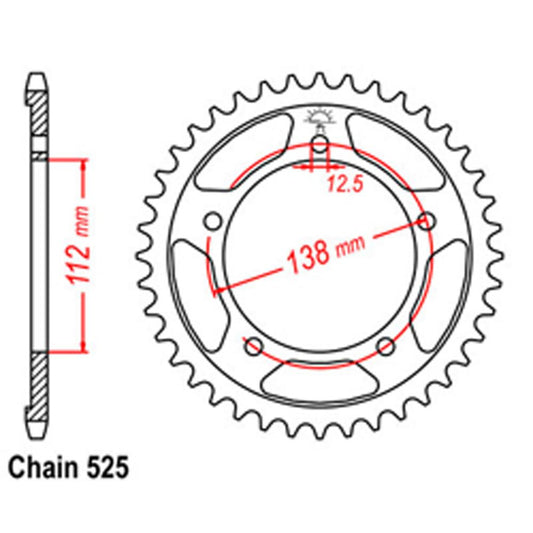 REAR SPROCKET - STEEL 43T 525P
