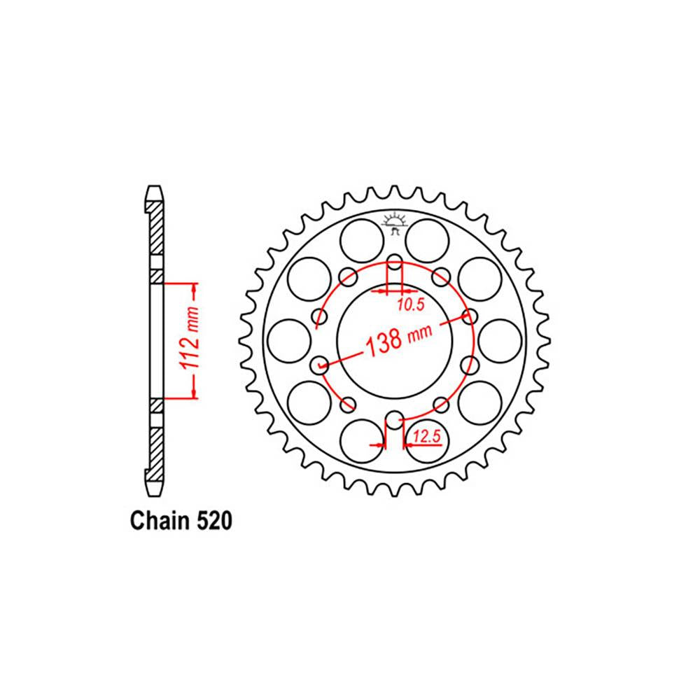 REAR SPROCKET - STEEL 39T 520P