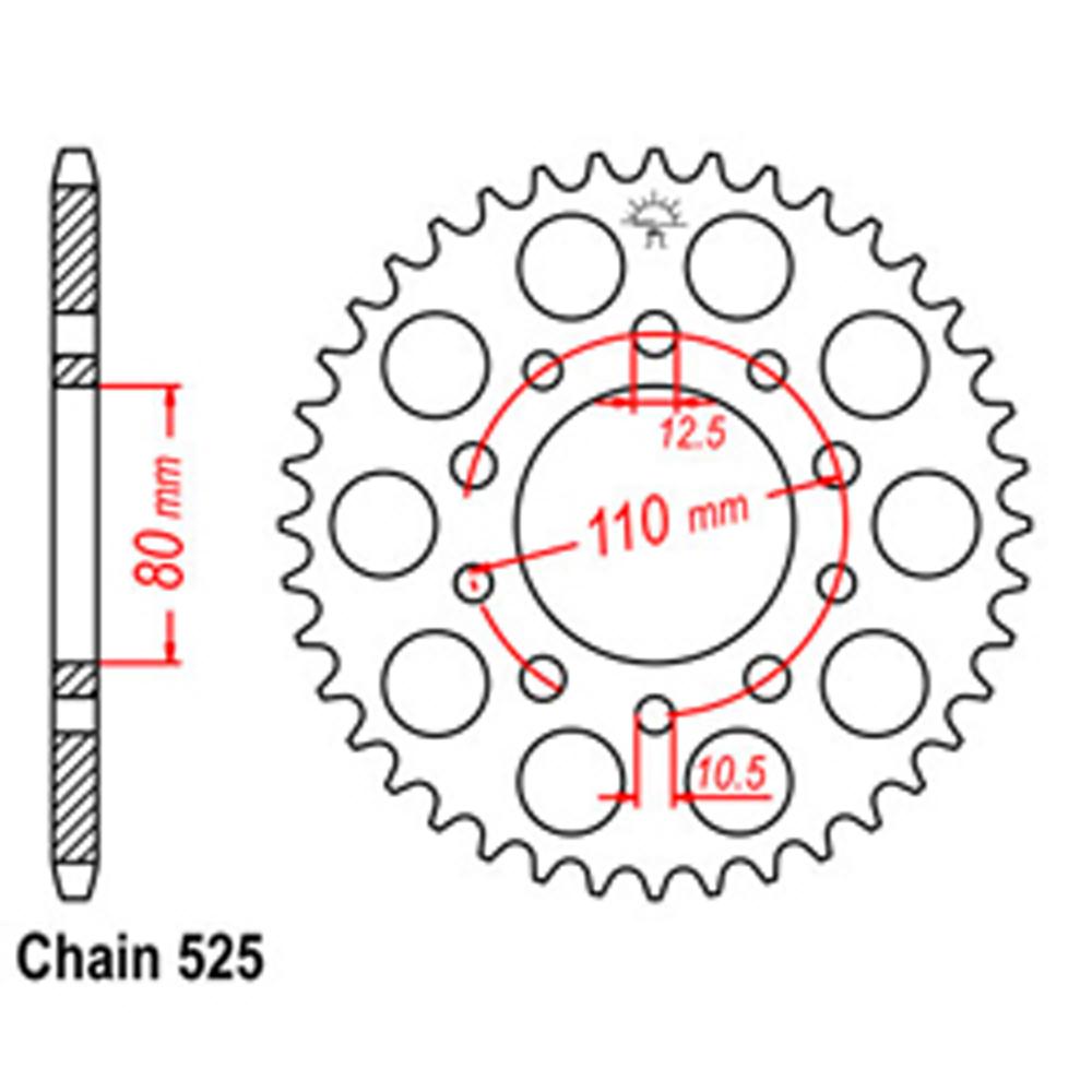 REAR SPROCKET - STEEL 42T 525P D/D
