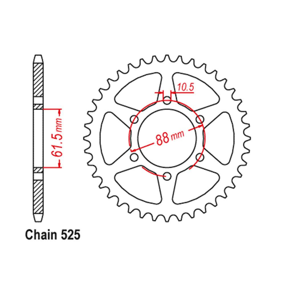 REAR SPROCKET - STEEL 38T 525P