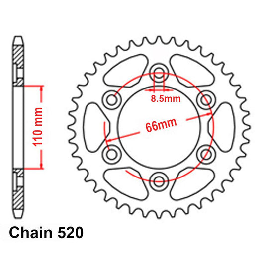 (NEW SPEED 400) REAR SPROCKET - STEEL 41T 520P - BLACK