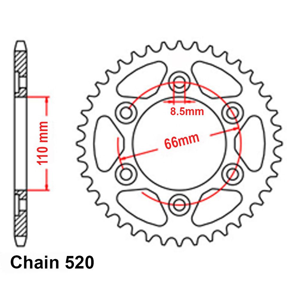 (NEW SPEED 400) REAR SPROCKET - STEEL 45T 520P - BLACK