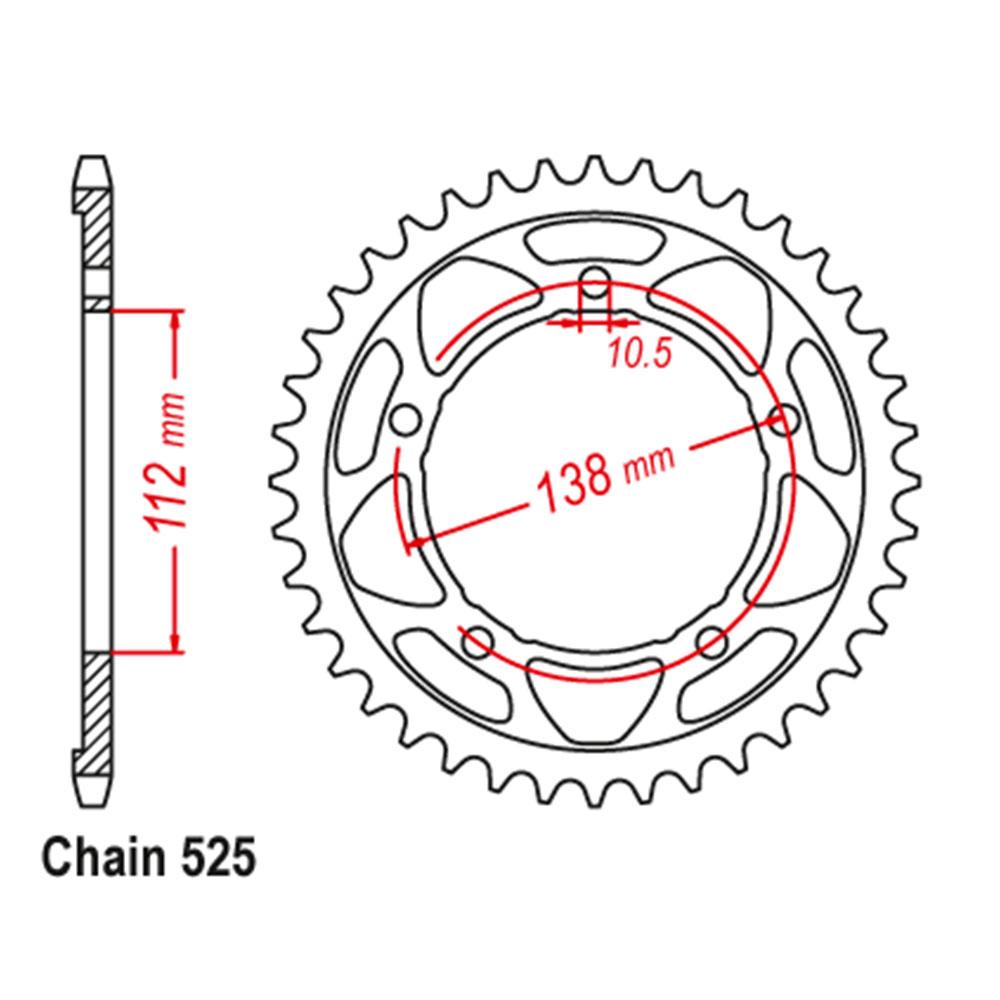 (NEW) REAR SPROCKET - STEEL 43T 525P