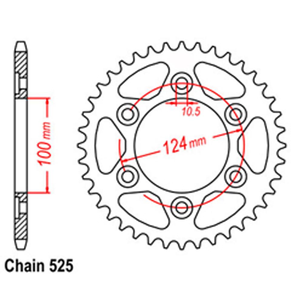 REAR SPROCKET - STEEL 39T 525P