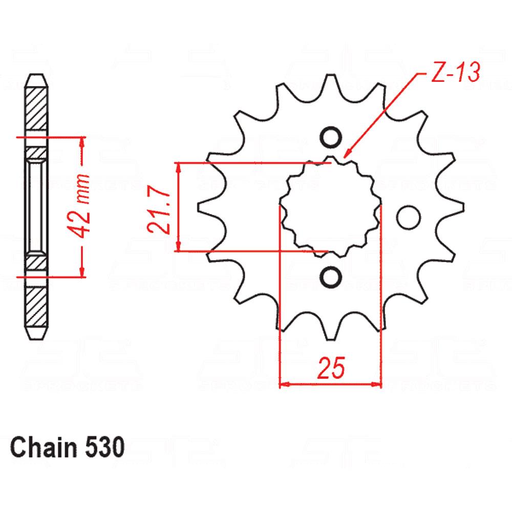 FRONT SPROCKET - STEEL W/-RUBBER CUSH 15T 530P