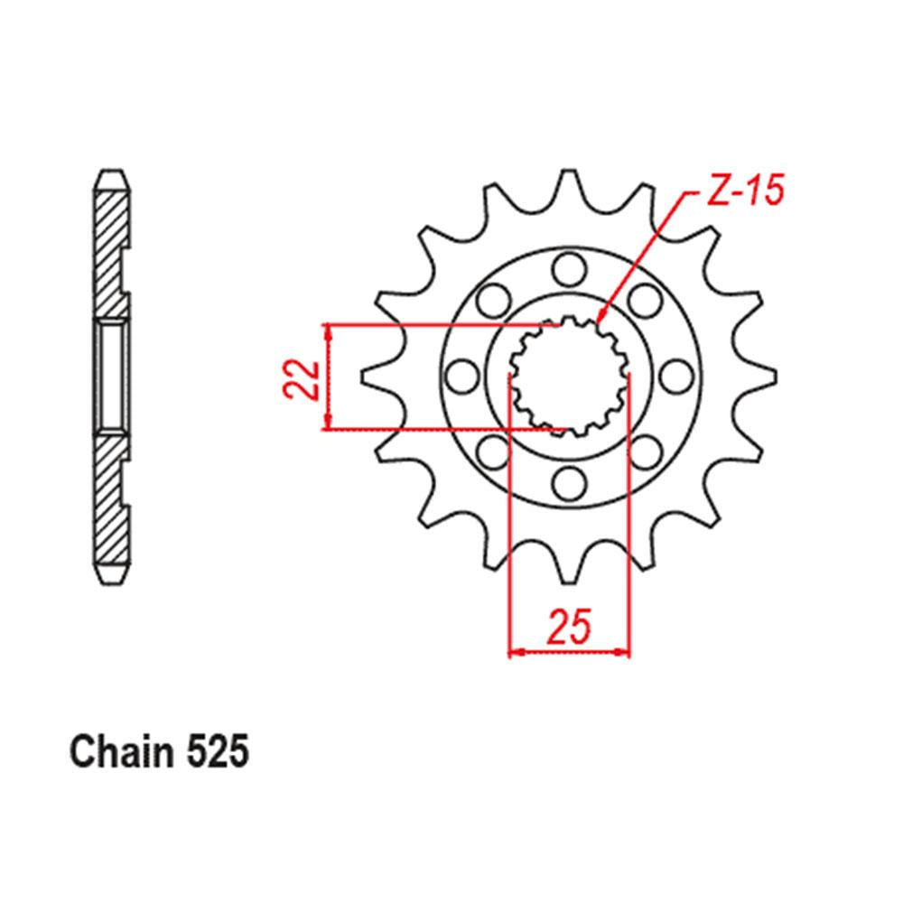 FRONT SPROCKET - STEEL 15T 525P