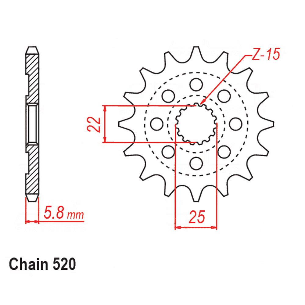 FRONT SPROCKET - STEEL 15T 520P