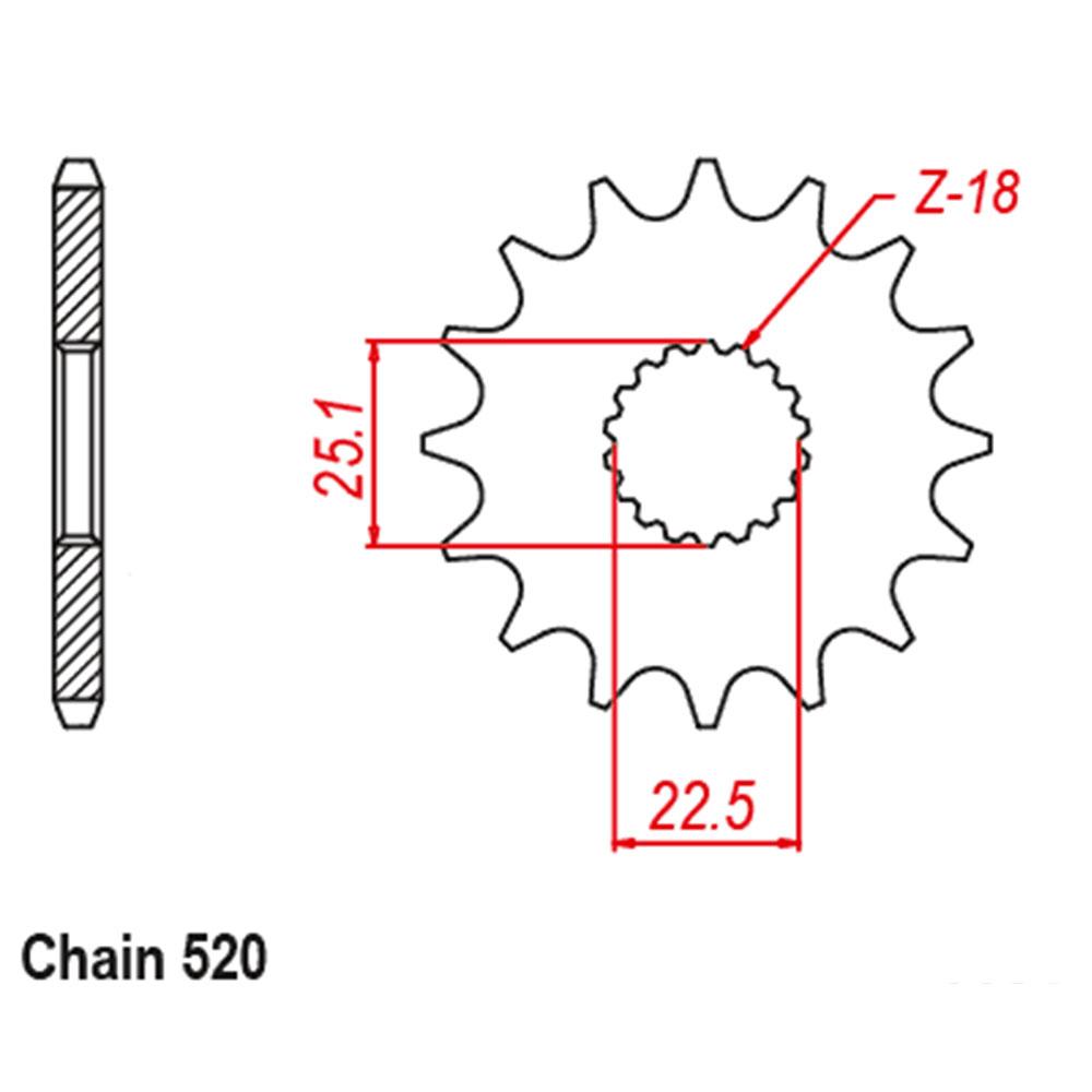 FRONT SPROCKET - STEEL W/-RUBBER CUSH 17T 520P