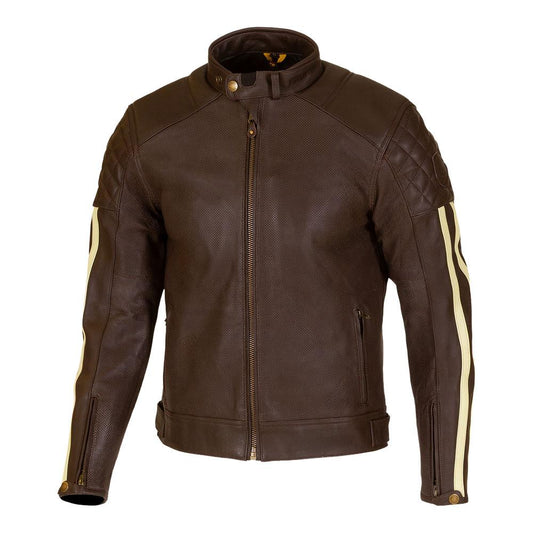 Merlin Icon D30 Perforated Leather Jacket Brown/Cream