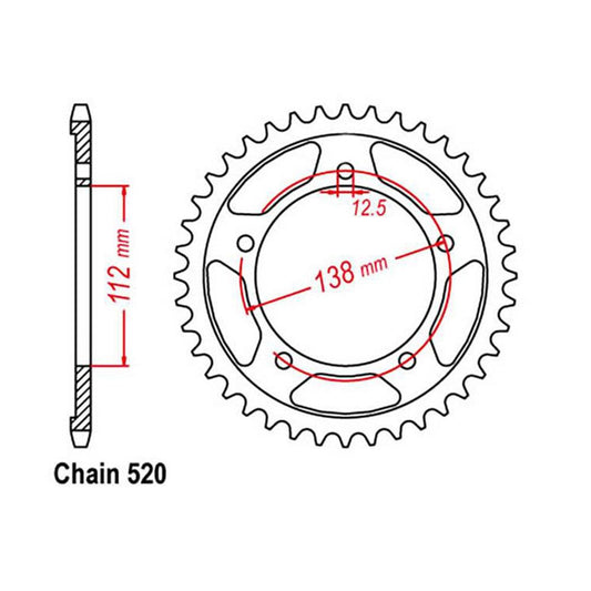 (NEW CB750A) REAR SPROCKET - STEEL 45T 520P