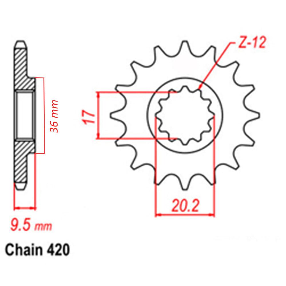 (NEW 65SX) FRONT SPROCKET - STEEL 14T 420P
