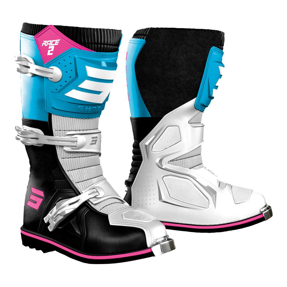 Shot Race 2 Kid Boots White/Blue/Pink