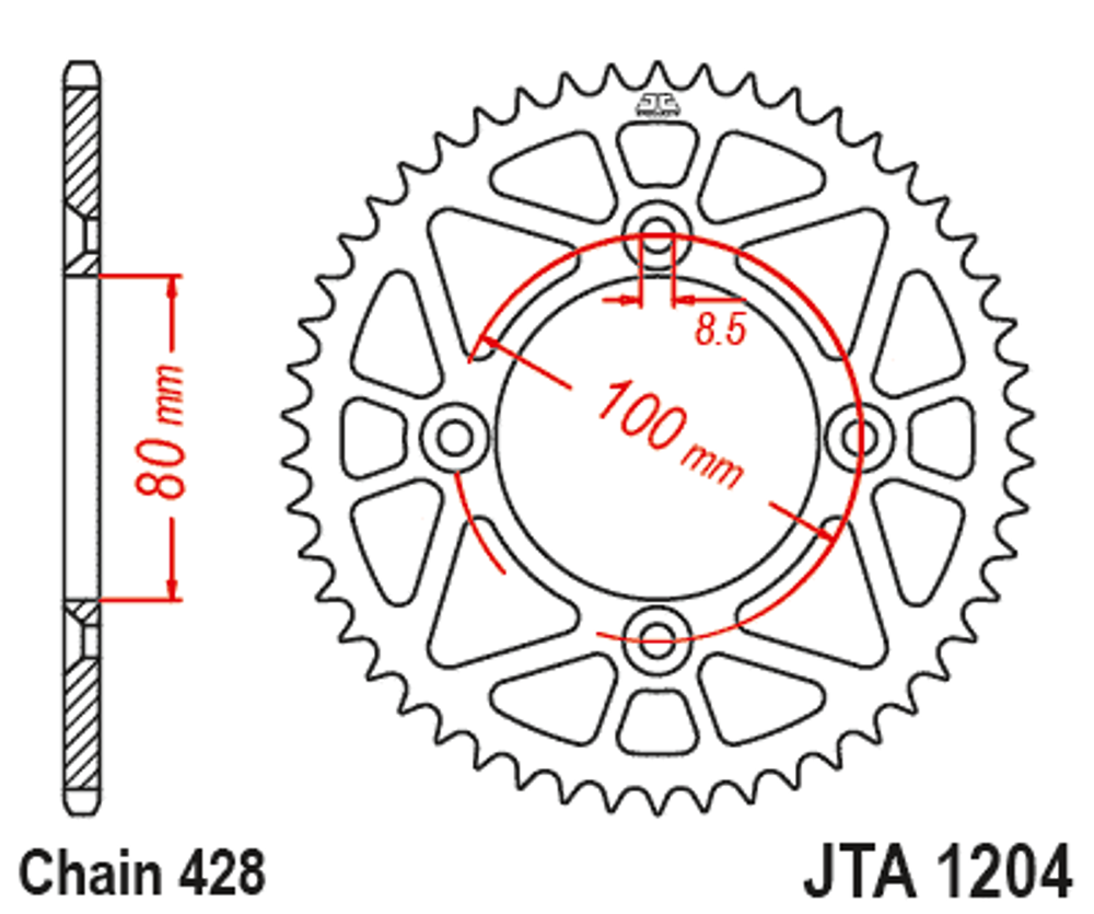 JT Alloy Racelite Sprocket - 49T 428P - Black
