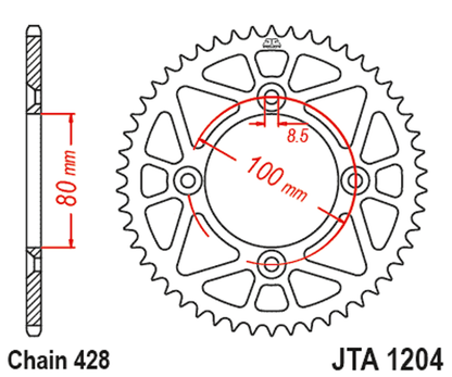 JT Alloy Racelite Sprocket - 49T 428P - Black