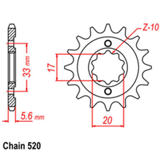 Front Sprocket - Steel 14T 520P