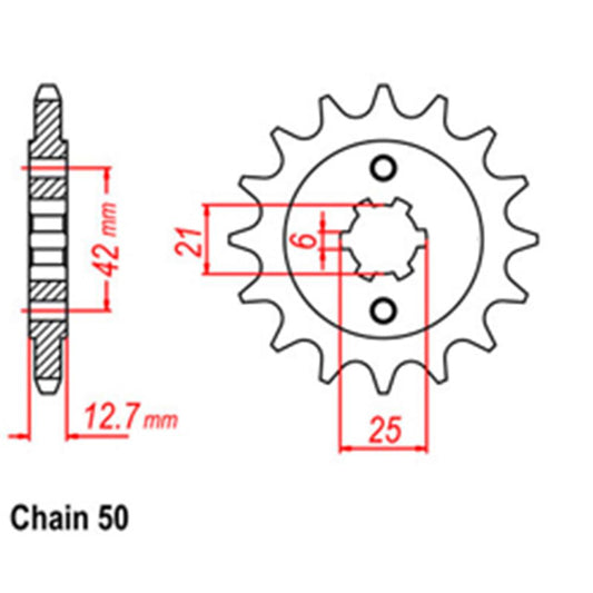 Front Sprocket - Steel 17T 530P