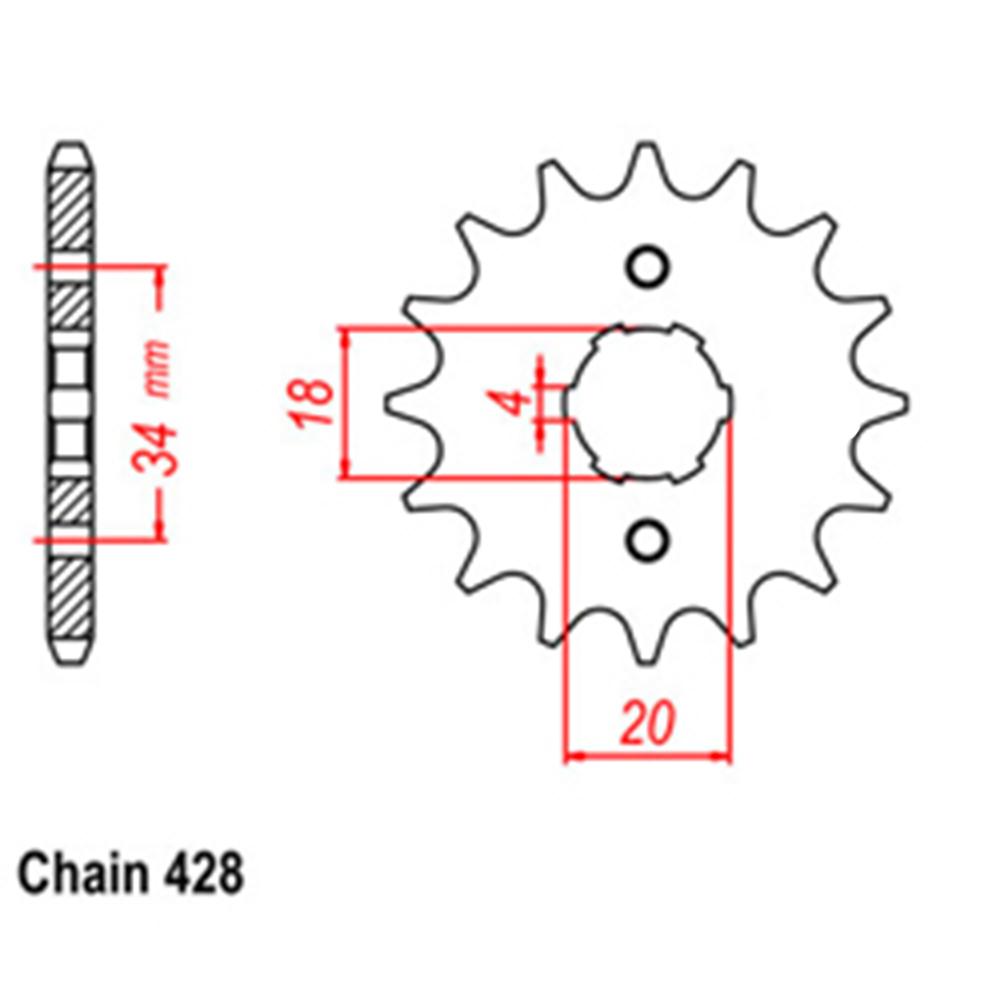 Front Sprocket - Steel 15T 428P